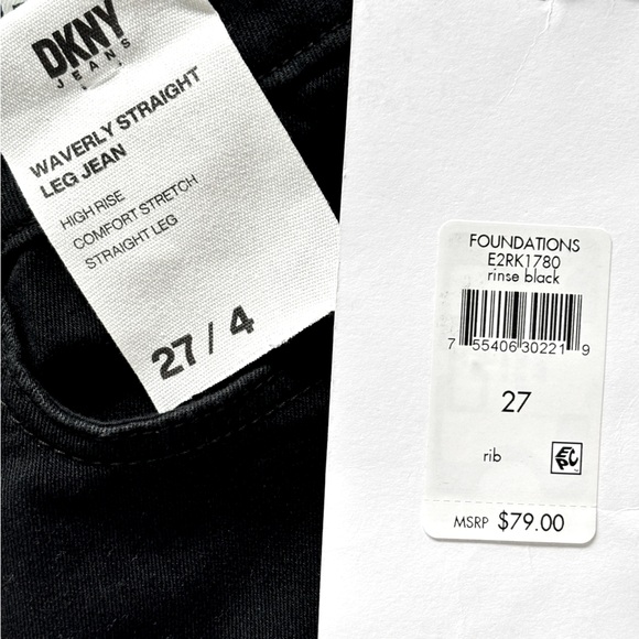 DKNY JEANS Waverly Straight Leg High Rise Black Jeans--27/4 - Picture 13 of 16